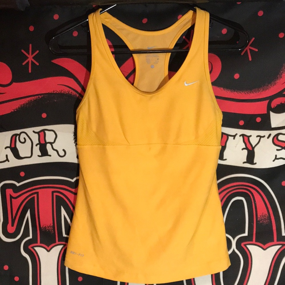 NIKE Dri Fit Gold Racerback Workout top with Bra